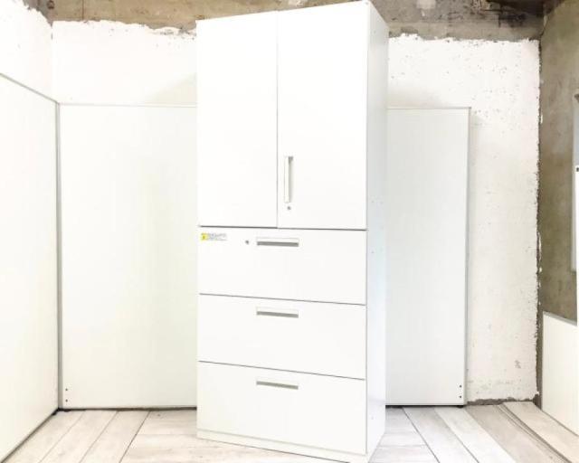 【中古】HSシリーズ  ウチダ（UCHIDA) ハイキャビネット／両開き＋3段ラテラル