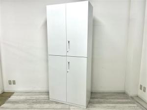 【定価約17万円】【観音開きですべての書類を見渡せ、必要な書類がラクに取り出せる！人気の書庫セット！】■コクヨ（KOKUYO）製　エディアシリーズ　上下両開き書庫セット　ハイキャビネット　■ホワイト　■シリンダー錠