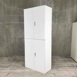 【A4ファイル書類を上下でたっぷり6段収納！】■イノウエ　上下両開き書庫セット　W900×D450×H2160ｍｍ　ホワイト　■大容量でオフィス書類をスッキリ整理！