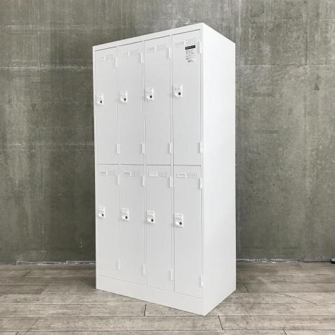 【ダイヤル錠式で鍵の持ち運び無し！１台で8人分の縦型ロッカー！】■コクヨ（KOKUYO）製　LKロッカー　更衣用ロッカー　8人用　■ダイヤル錠　※非常解錠キーは付属なし　■ホワイト【弊社使用欄：A01033291】【SN】