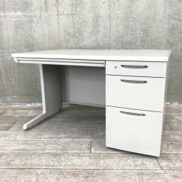 【定価約11万円】【奥行800㎜】【オカムラの超定番シリーズ！袖一体型で書類をたっぷり収納可能！】■オカムラ （okamura）製 　SD-Vシリーズ　片袖机　W1200mm×D800mm　■シリンダー錠　■ライトグレー　※上段の引出し厚めタイプ