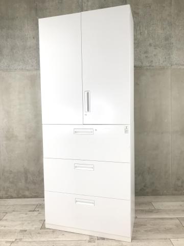 【幅800㎜と希少キャビネットが3セット入荷!!】 コクヨ エディア ホワイト 上置(両開き) 下置(3段ラテラル) 【搬入時は上下別の2個口での納品となるためエレベーター搬入も安心!】