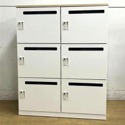 6人用メールロッカー　ウチダ　エルレージ　ナチュラル天板付き　ダイヤル錠　メールポストあり　※非常解錠キーは別途費用でご用意可能