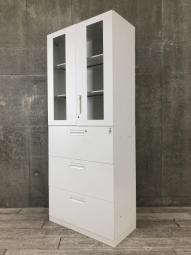 【上段がガラス扉のキャビネット！ 】◆コクヨ/EDIA　両開き　3段ラテラル　収納　病院　家具　リユース　九州最大級《オフィスバスターズ福岡博多店は、福岡を拠点として、日本全国へ中古オフィス用品・オフィス家具を提供しております》