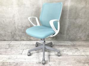 【在庫入替セール品！】　コンパクトメッシュチェア！/オススメ(おすすめ) /人気商品【弊社使用欄：A00984873】■オカムラ/CG-M/セージ色(水色)