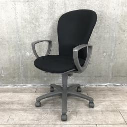 【関東倉庫在庫品】【ふっくらクッションが心地良い！コスパ抜群のコンパクトチェア！】■コクヨ（KOKUYO）製　レグノチェア（LEGNO）　肘付き　ハイバック　■サークル肘　■ブラック ×グレーシェル 【弊社使用欄：A01005776】【ECBMC】