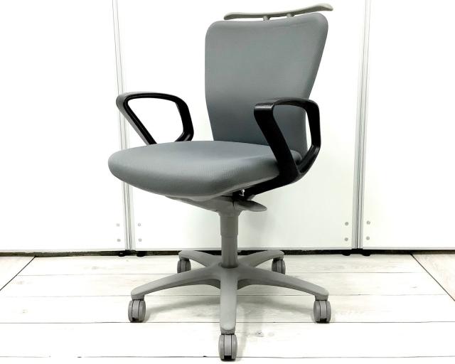 【中古】カロッツァチェア CK44GR-FS12 オカムラ（okamura） 肘付ローバックチェア