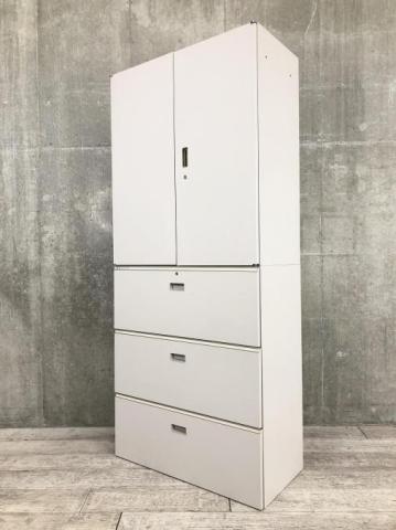 【中古】シンライン HTM-109HSS-WE・HTM-109AAS-WE イトーキ（ITOKI） ハイキャビネット／両開き＋3段ラテラル