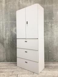 【関西外部倉庫在庫品】■イトーキ（ITOKI）シンライン　書庫セット（両開き+3段ラテラル）　■ニューグレー【これ1台で書類整理の問題が解決！　上下で6段分の大容量収納！　搬入時は上下別の2個口での納品となるためエレベーター搬入も安心！】