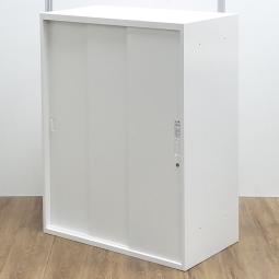 オカムラ製 人気レクトラインシリーズ ホワイト シリンダー W800xD450XH1050 3枚引戸 ※ベースなし 3枚引き違い書庫!!