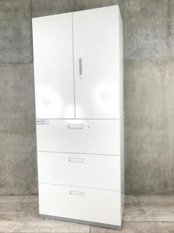 【中古】L6  プラス（PLUS） ハイキャビネット／両開き＋3段ラテラル