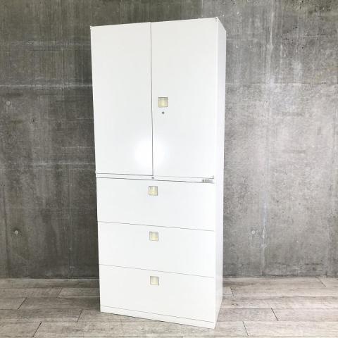 【中古】レクトライン  オカムラ（okamura） ハイキャビネット／両開き＋3段ラテラル
