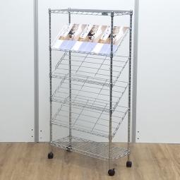 3列4段　シルバー　A4サイズ　キャスター付　展示会や省スペースでのカタログ配布におススメ　パンフレットスタンド　カタログスタンド！！