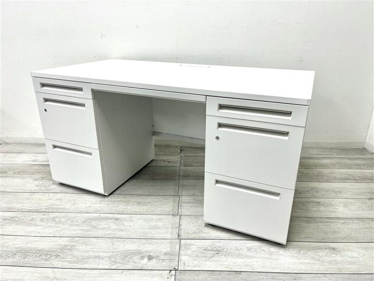 【定価約13万円】【収納力抜群！左3段右3段の引き出し付きの両袖机！】■内田洋行　スカエナ　■ホワイト　■両袖机
                        スカエナ
                                    中古
            