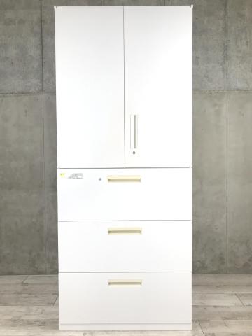 【中古】HSシリーズ  ウチダ（UCHIDA) ハイキャビネット／両開き＋3段ラテラル