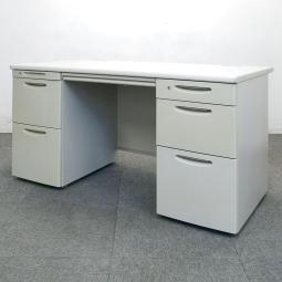 【役職者様おススメ！左右6段段引出しタイプ・広々幅1400㎜】■オカムラ　SD-Vシリーズ　両袖机　■W1400×D700×H700mm　■ニューグレー【入替セールにつき40%OFF！】