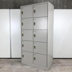 【希少な10人用ロッカー！靴入れやカバンの収納としても使えます！】■オカムラ(okamura)製　FZシリーズ　ロッカー　10人用パーソナルロッカー　■グレー　■シリンダー錠【入替セールにつき40%OFF！】