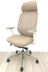 【ヘッドレスト新品】【落ち着いたオフィスに人気商品】【ハイバック】【稼働肘】シルフィー/ベージュ