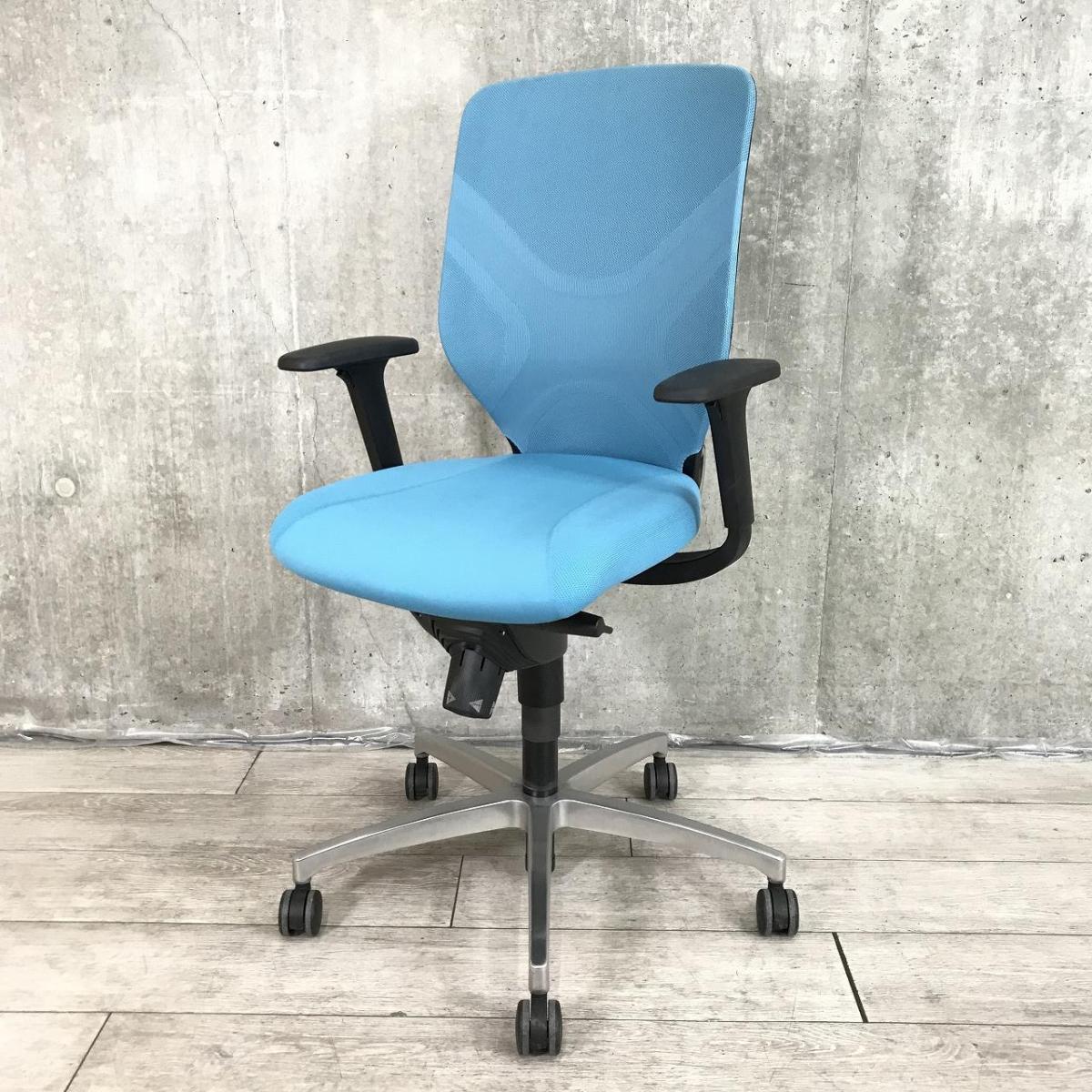 【三次元シンクロメカニズムで快適な座り心地を実現！】■ウィルクハーン（Wilkhahn）製　INチェア　肘付　ハイバック　背面メッシュ　■固定肘　■ブルー×ブラックシェル
                        INチェア
                                    中古
            