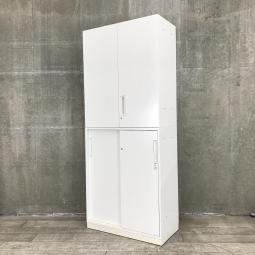 【便利な組み合わせの書庫セット！両開きと引き違いのキャビネット！】■コクヨ（KOKUYO）　エディア（EDIA）　両開き＋引き違い（2枚扉）　書庫セット　ハイキャビネット　■ホワイト【ABW商材】【関東倉庫在庫品】【弊社使用欄：A01036884 A01036618】