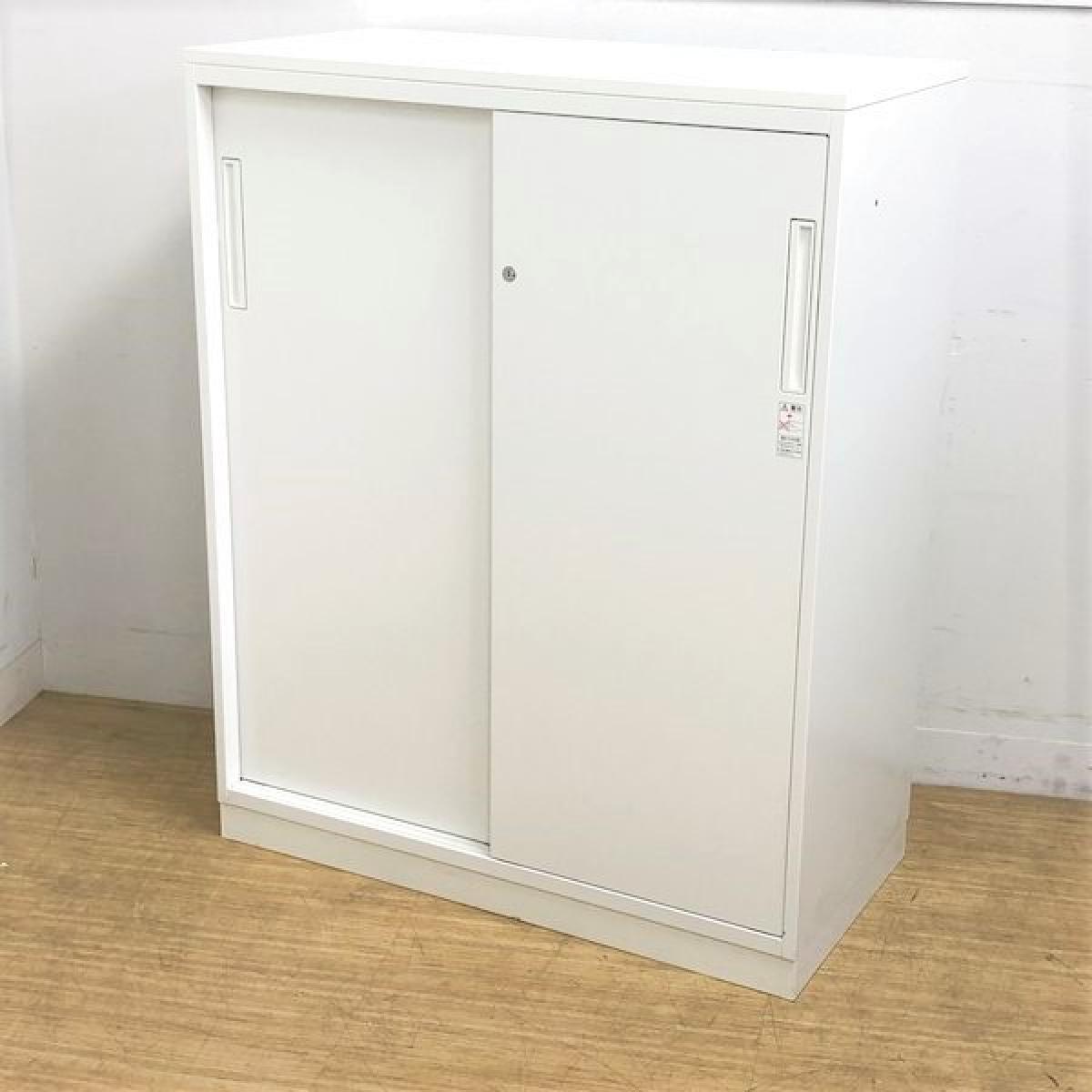 【在庫入替セール】2枚引き戸書庫　コクヨ　エディア　鍵付き（シリンダー錠）　天板付き　清潔感のあるホワイト　※レール・ベースに日焼けあり【愛知・名古屋・豊田・静岡・浜松】
                        エディア
                                    中古
            