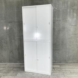 【開閉時のスペース節約に！】◆オカムラ/レクトライン　引き違い　上下書庫　2枚　引き戸　スライド　収納　整理整頓　家具　リユース　九州最大級《オフィスバスターズ福岡博多店は、福岡を拠点として、日本全国へ中古オフィス用品・オフィス家具を提供しております》