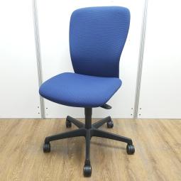 ★【K11】オカムラ製　スラート　ミディアムブルー　ブラックフレーム　肘無し　ハイバック　肘無しハイバックチェア！！【管理番号：A01039458】