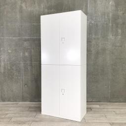 【圧倒的保管量！コレ1台でオフィス書類をスッキリ整理！高品質で安心のスチールキャビネット！】■オカムラ（okamura）製　レクトライン　上下両開き書庫セット　ハイキャビネット　■シリンダー錠　■ホワイト