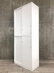 【省スペースに大量収納！オフィスの書類をまとめて整理！】■コクヨ（KOKUYO）製　エディア（EDIA）シリーズ　上下引き違い書庫セット　ハイキャビネット　■シリンダー錠　■ホワイト