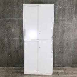 【9/9・6台入荷予定】【手狭なオフィスで大活躍！導線を確保できる上下引き違い書庫セット！】■コクヨ（KOKUYO）製　エディアシリーズ　上下引き違い書庫セット　ハイキャビネット　H2150㎜　■2枚扉　■シリンダー錠　■ホワイト