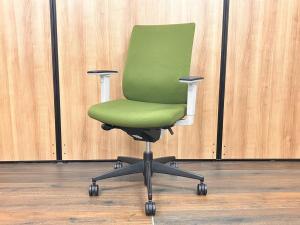 【オフィスの王道！】【納得の座り心地！魔法のように売れ続けている定番のオフィスチェア！】■コクヨ（KOKUYO）製　ウィザード2（wizard2）チェア　肘無し　ハイバック　■可動肘/ランバー付　■オリーブグリーン×ホワイトシェル×ブラック脚