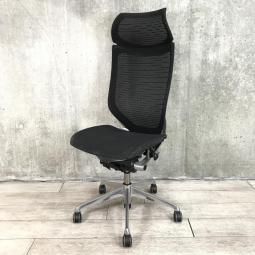 【オフィスの執務室、会議室におすすめ!】■オカムラ(okamura)製 バロン(Baron)チェア 肘無 ハイバック ■背・座面メッシュ ■ヘッドレスト付き ■ブラック【硬めの座面が大人気!国産メッシュチェアの代表格!】【弊社使用欄:A01042350】【SN】