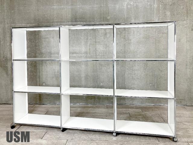 USMハラー 3列3段キャビネット ピュアホワイ D キャスター付き モジュラーシステム