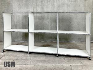 USMハラー　3列2段キャビネット　ピュアホワイ　D　キャスター付き　モジュラーシステム
