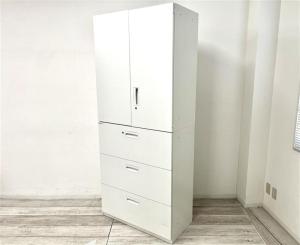 【在庫セール品】【定価約10万円】【オフィスの整理におすすめ！大容量のハイキャビネット！】■ダイシン工業/DSKシリーズ　■ハイキャビネット(上段両開き＋下段3段ラテラル)　■ホワイト　■シリンダー錠