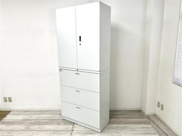 【中古】その他シリーズ  クロガネ ハイキャビネット／両開き＋3段ラテラル