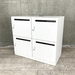 【在庫入替セール品】【フリーアドレスオフィスに最適！コンセント付きの便利な4人用ロッカー！】■コクヨ（KOKUYO）製　iNON（イノン）シリーズ　4人用パーソナルロッカー　スタンダードタイプ　■コンセントタップ付き　■投函口有り　■ベース付き　■シリンダー錠　■ホワイト