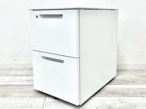 【定価約8万円】【人気のホワイトカラー2段ワゴンの入荷です】■コクヨ　ＩＳ　2段ワゴン ホワイト　■シリンダー錠