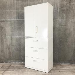 【大容量の上下書庫セット！オフィス書類を一気に整理！】■プラス（PLUS）製　レガーティオ（REGATEO）シリーズ　両開き戸+３段ラテラル　書庫セット　H2150㎜　■ホワイト　■シリンダー錠【弊社使用欄：A01043662/A01043660】