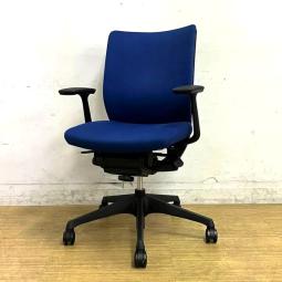 【2020年製】オカムラ　ヴィスコンテ　ローバックモデル　デザインアーム（固定肘）　ブルー　背クッション　スタンダードタイプ