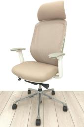【ヘッドレスト新品】【落ち着いたオフィスに人気商品】【ハイバック】【稼働肘】シルフィー/ベージュ【AD】