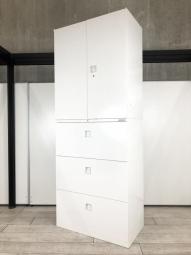 【在庫入替セール品】【奥行500㎜×高さ2300㎜なので注意!】【オフィスの書類をスッキリ整理!大人気レクトラインの上下書庫セット!】■オカムラ(okamura)製 レクトライン 両開き+3段ラテラル 書庫セット ■シリンダー錠 ■ホワイト