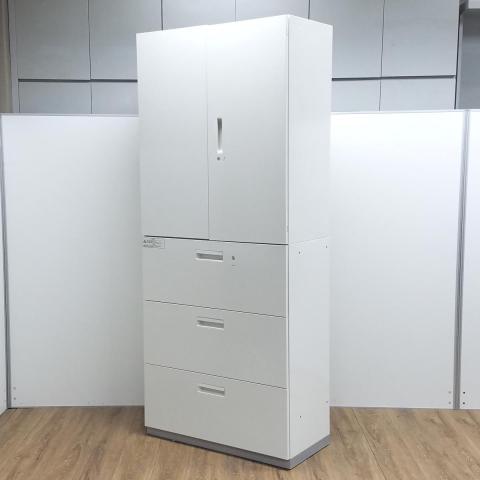 【中古】L6  プラス（PLUS） ハイキャビネット／両開き＋3段ラテラル