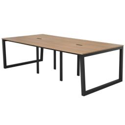 【4ヶ口コンセント付の大型テーブル！】　◆大型テーブル　◆フリーアドレス用テーブル　◆リスムシリーズ　◆W2400xD1200 　◆ウォルナットxブラック脚 　【RF】【新品】