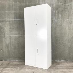 【観音開きですべての書類を見渡せ、必要な書類がラクに取り出せる！人気の書庫セット！】■クロガネ(KUROGANE)製　ピュアスペースシリーズ　上下両開き書庫セット　ハイキャビネット　H2150㎜　■ホワイト　■シリンダー錠