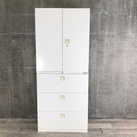 【中古】レクトライン  オカムラ（okamura） ハイキャビネット／両開き＋3段ラテラル