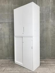 両開き+2枚引戸のセット！【オフィスの書類をまとめて整理！】■KOKUYO/EDIA　両開き＋引き違い　書庫セット　H2150㎜　■2枚扉　■シリンダー錠　■ホワイト/コクヨ/エディア