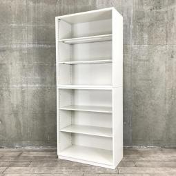 【見える化にフォーカスしたオープン書庫！A4ファイルも沢山収納可能！】■イトーキ（ITOKI）製　シンラインシリーズ（THIN LINE）　上下オープン書庫セット　ハイキャビネット　■ホワイト　【弊社使用欄：A01043983,A01043984】