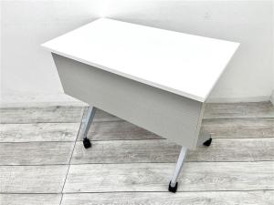 【定価約7万円】コンパクトな幅800㎜サイズのスタッキングテーブル！
■内田洋行/パラグラフ/ホワイト　フラップテーブル 　天板跳ね上げ　幕板付き