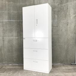 ■クロガネ/KUROGANE　■上下書庫セット　■両開き＋3段ラテラル　■ハイキャビネット　■サイズ（W900/D450/H2150）　■シリンダー錠　■ホワイト（white）■オススメ/人気/定番商品■収納【弊社使用欄：A01042970 , A01042971】